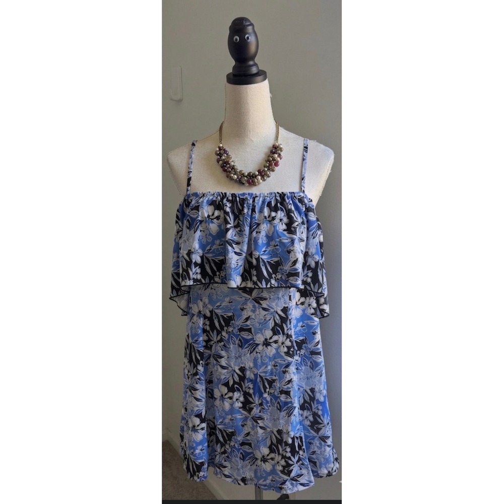 Blue Floral Ruffle One-Piece Swimsuit